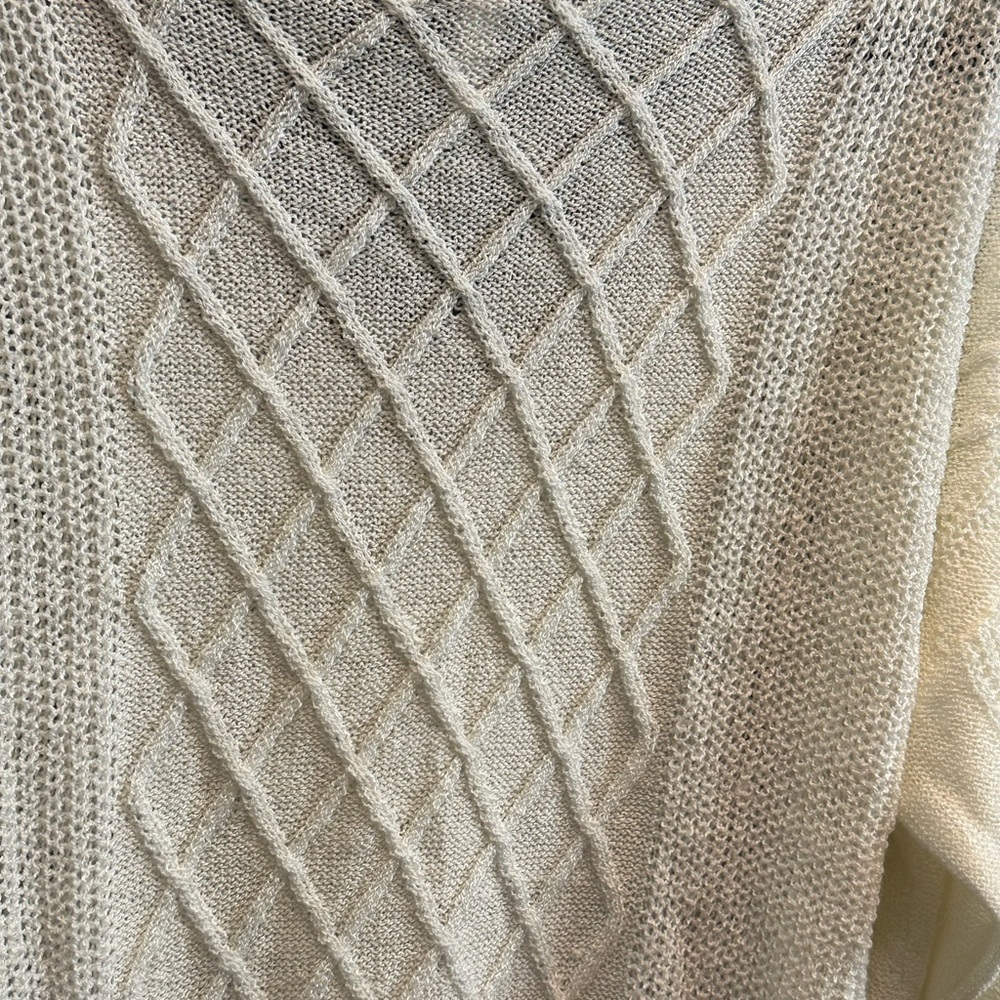 Wishlist | Preppy V-Neck Sweater with‎ Striped Trim | Cream, Blue, & Brown | M/L - Picture 7 of 7